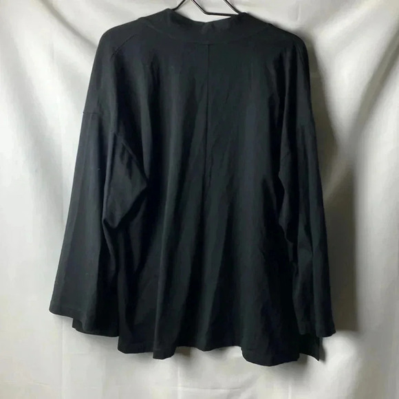 EILEEN FISHER WO SIZE LARGE OPEN FRONT CASUAL JACKET BLACK ORGANIC COTTON CLEAN - Picture 9 of 11